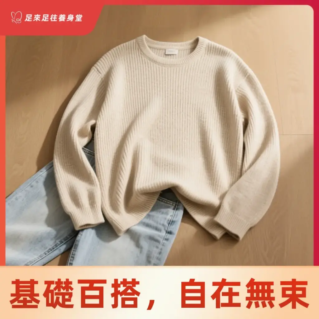 寬鬆圓領長袖上衣